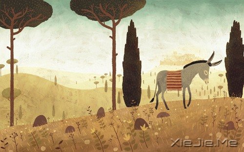 复古而温馨的插画